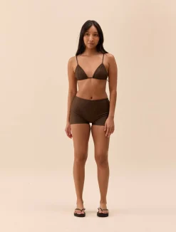 Djerf Avenue Triangle Bikini Top Cocoa Hot