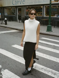 Djerf Avenue Turtleneck Top Cream Clearance