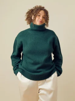 Djerf Avenue Turtleneck Wool Sweater Pine Green Clearance