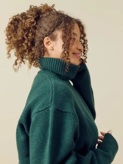 Djerf Avenue Turtleneck Wool Sweater Pine Green Clearance