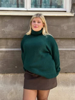 Djerf Avenue Turtleneck Wool Sweater Pine Green Clearance