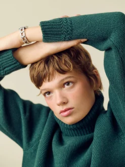 Djerf Avenue Turtleneck Wool Sweater Pine Green Clearance