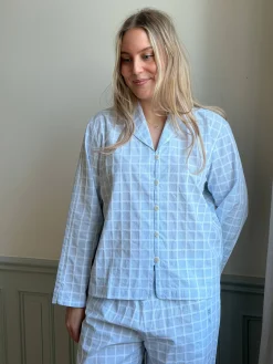 Djerf Avenue Unwind Shirt Blue Check Online
