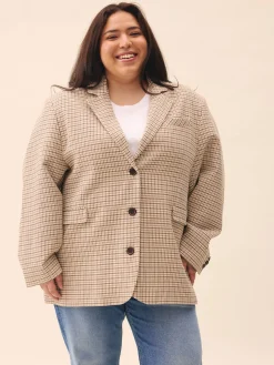 Djerf Avenue Weekend Blazer Checked oat Online