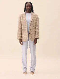 Djerf Avenue Weekend Blazer Checked oat Online