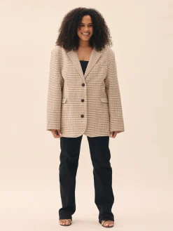 Djerf Avenue Weekend Blazer Checked oat Online