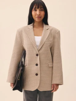 Djerf Avenue Weekend Blazer Checked oat Online