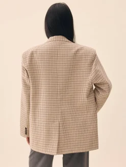 Djerf Avenue Weekend Blazer Checked oat Online