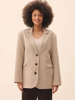Djerf Avenue Weekend Blazer Checked oat Online