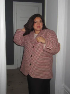 Djerf Avenue Weekend Blazer Checked Red Best