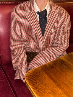 Djerf Avenue Weekend Blazer Checked Red Best