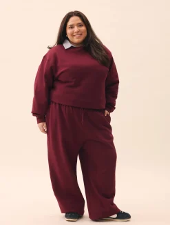 Djerf Avenue Wide Leg Sweatpants Burgundy
