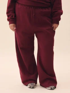 Djerf Avenue Wide Leg Sweatpants Burgundy