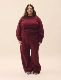 Djerf Avenue Wide Leg Sweatpants Burgundy